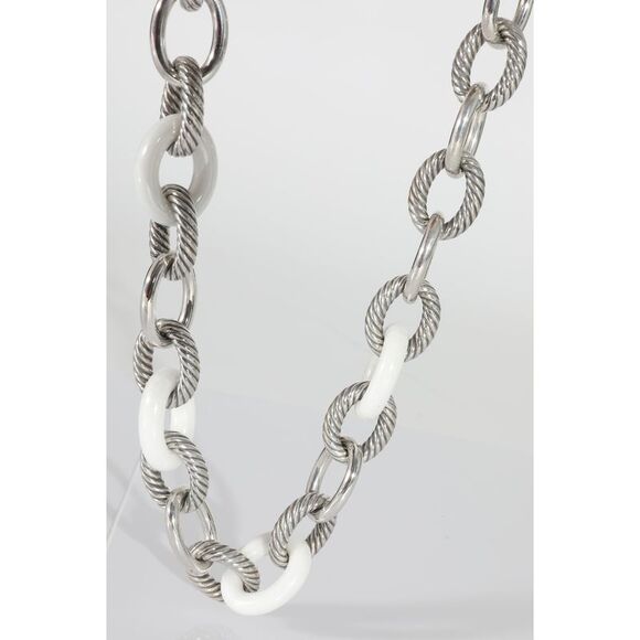 David Yurman Oval Link Necklace in Sterling Silver With Ceramic - Picture 4 of 4